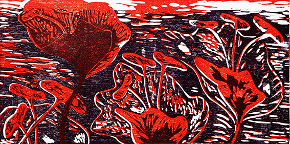 25 - dança dos hibiscos- xilogravura.JPG