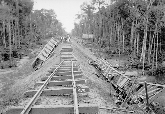 950 - Trabalhadores_Observam_Descarrilamento_de_Vagões-Gôndola,_em_Trecho_da_Ferrovia_Madeira-Mamoré_-_,_Acervo_do_Museu_Paulista_da_USP.jpg